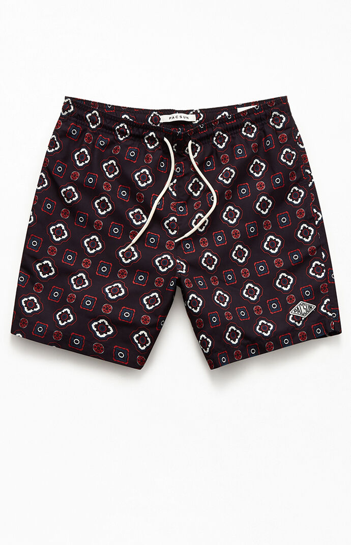 Black Ditsy Shapes 17" Swim Trunks