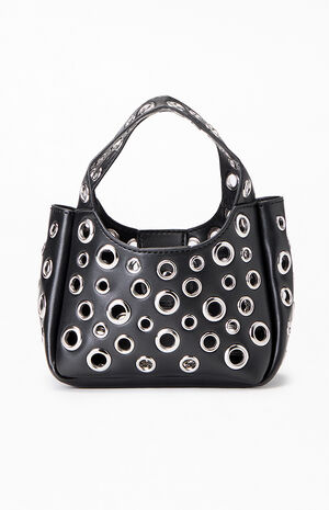 Mini Faux Leather Grommet Chain Bag