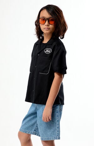 Kids Pick Stitch Cropped Camp Shirt image number 3
