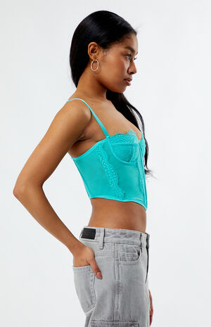 Lace Trim Mesh Corset Top image number 3