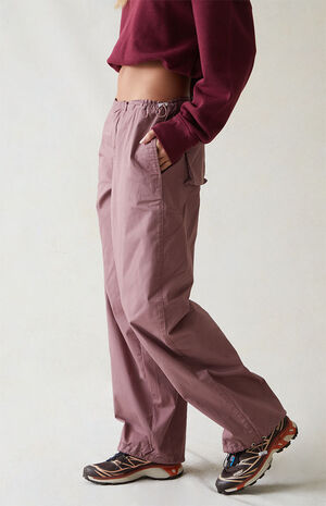 Mauve Low Rise Parachute Pants image number 4