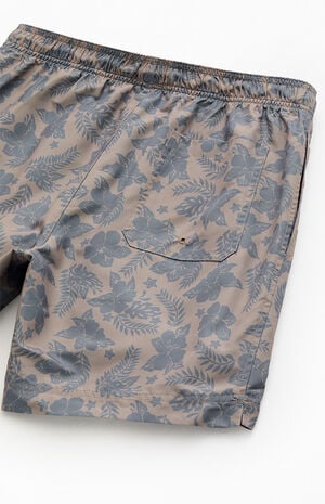 Brown Flower 6.5" Swim Trunks image number 4