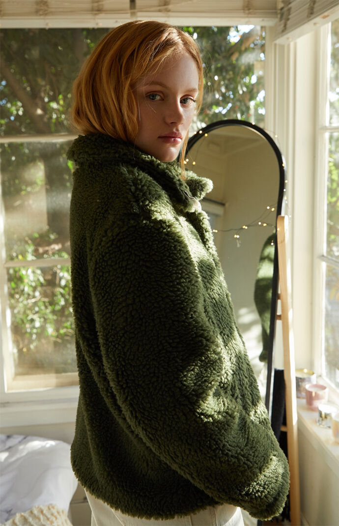 Olive Sherpa Jacket