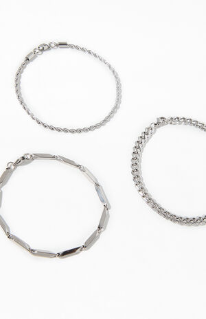 3 Pack Silver Bracelets image number 2