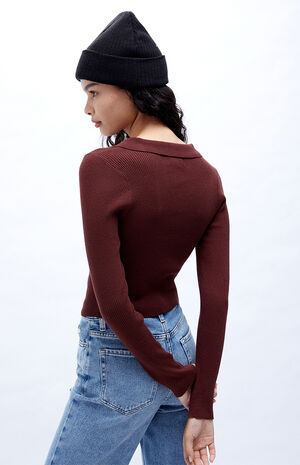 Shirred Polo Sweater image number 4