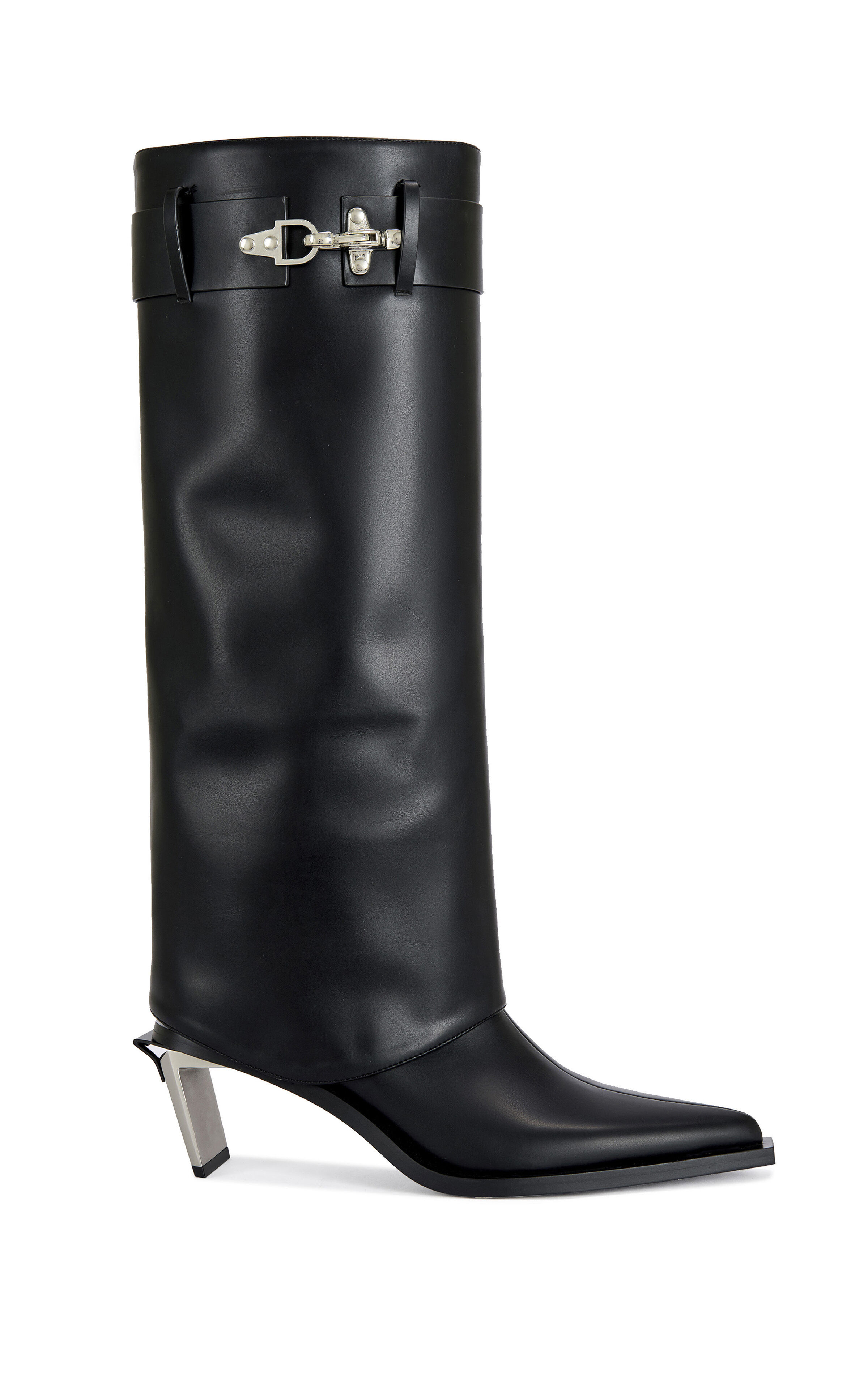 AZALEA WANG Women's Chrono Black Metal Heeled Boots