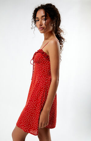 Ruffle Trim Polka Dot Mini Dress image number 3