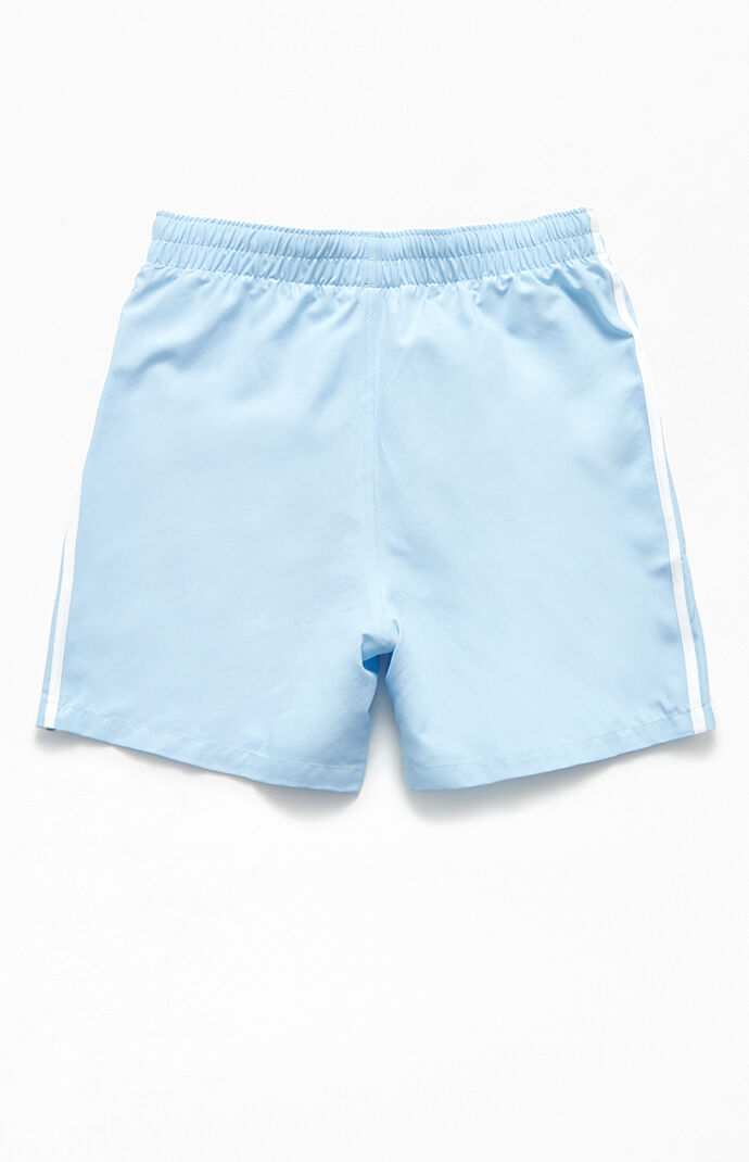 Light Blue 3-Stripes 20" Swim Trunks
