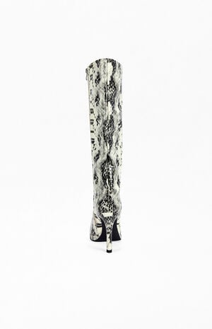 Women's Barely Whitesnake Stiletto Boots image number 3