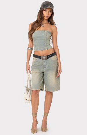 Shira Washed Denim Tube Top image number 2