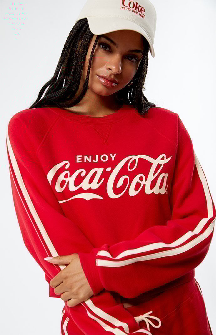 Coca Cola By PacSun Enjoy Sporty Raglan Cropped Sweatshirt PacSun