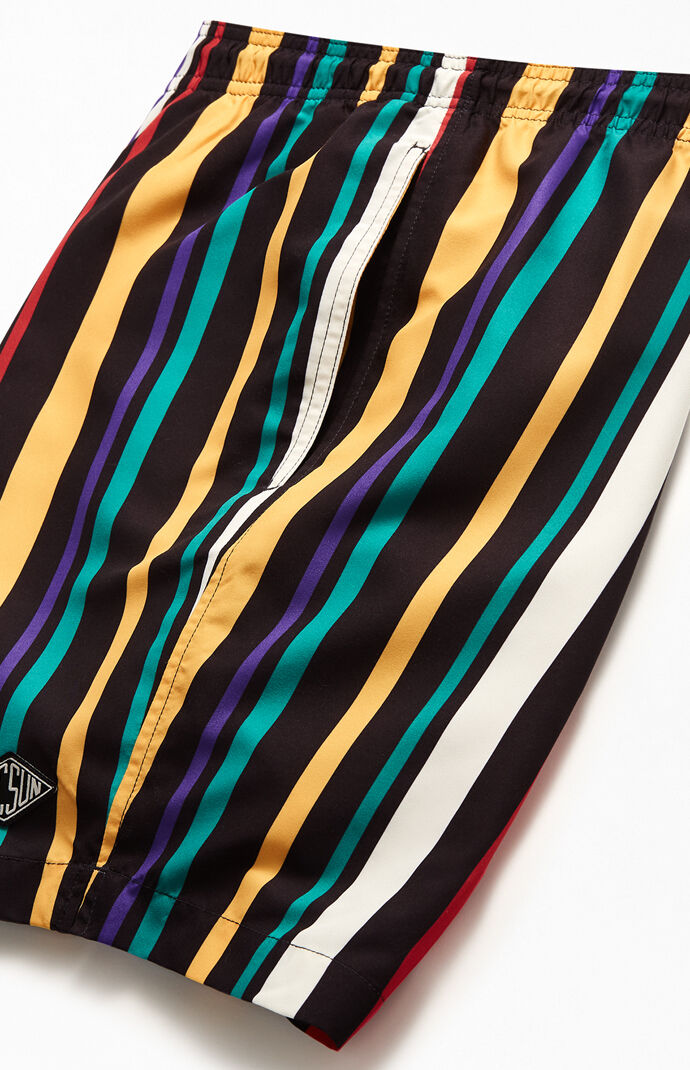 Eco Multi-Colored Striped 17" Swim Trunks
