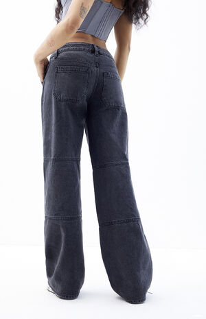 Casey Black Low Rise Seam Baggy Jeans image number 4