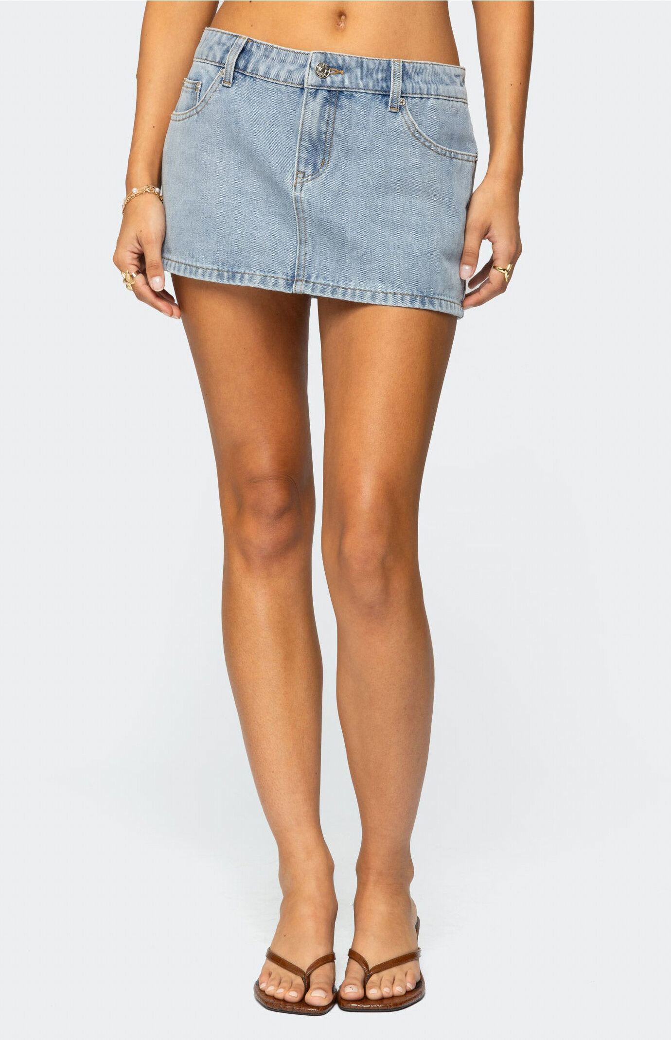 Edikted Lace Hearts Denim Mini Skirt