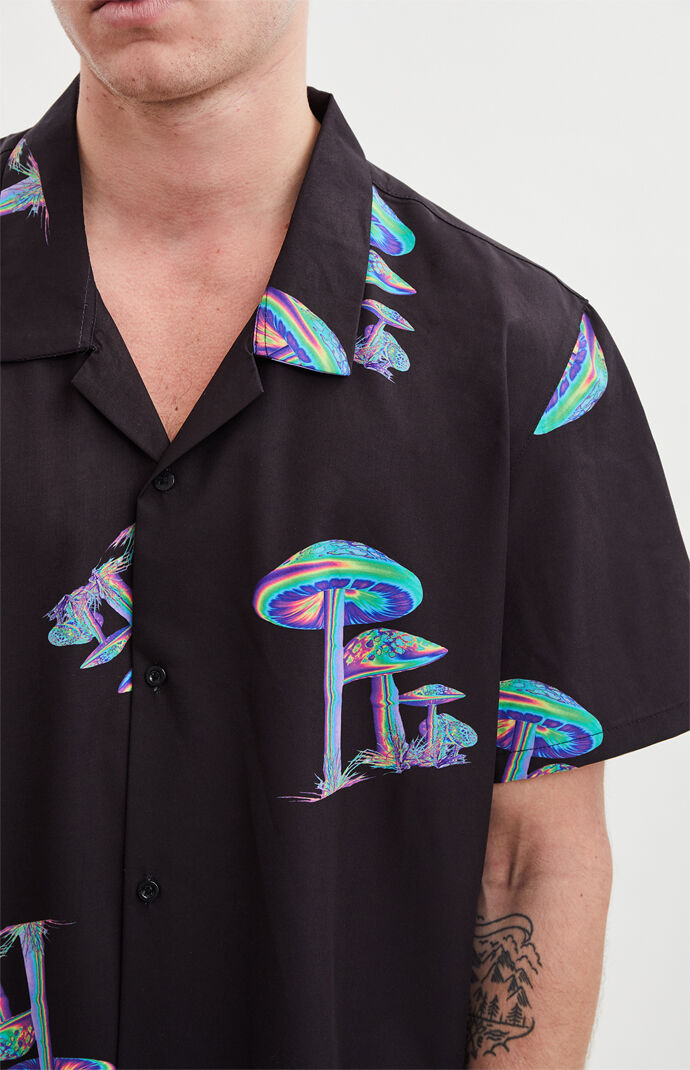 Mushroom Short Sleeve Button Up Shirt