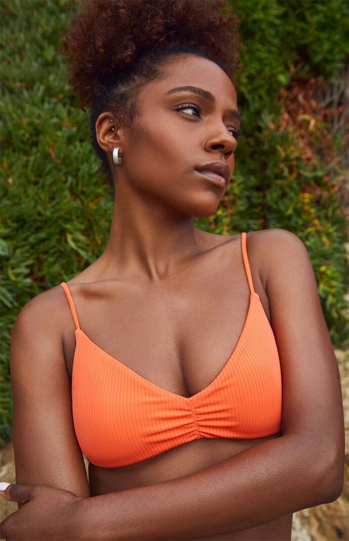 Orange Lea Cinched Bikini Top