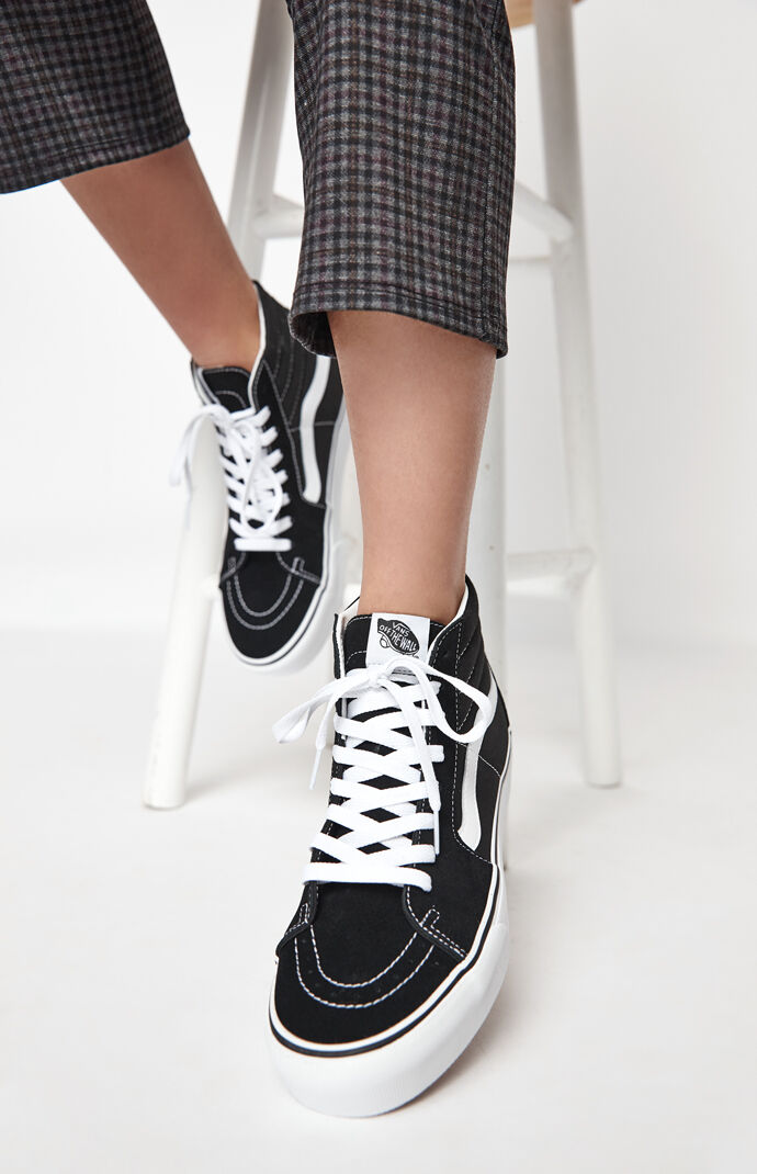 Vans Women's Black & White Sk8-Hi Platform Sneakers