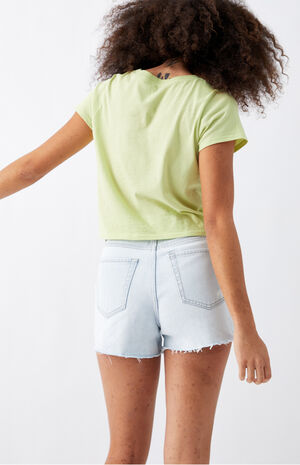Light Blue Ultra High Waisted Vintage Denim Shorts image number 5