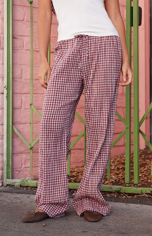 Burgundy Plaid Anastasia Baggy Pants image number 2