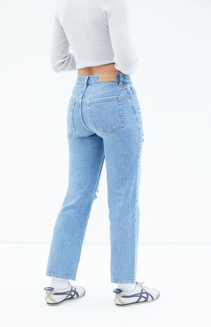 Medium Indigo Ripped '90s Straight Leg Jeans image number 4