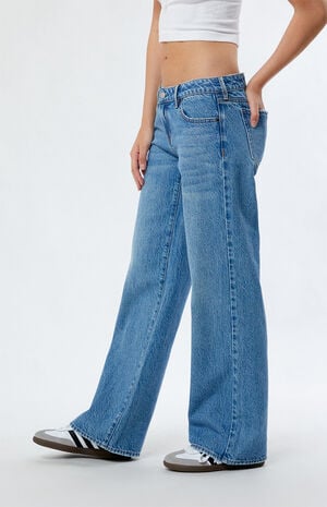 Eco Medium Indigo Low Rise Wide Leg Jeans image number 3