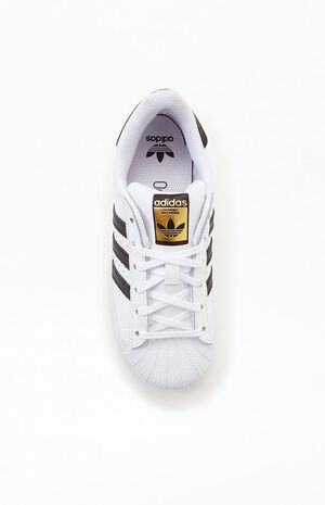 Kids White & Black Superstar Shoes image number 5