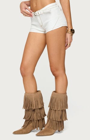 Ciel Low Rise Denim Micro Shorts image number 4