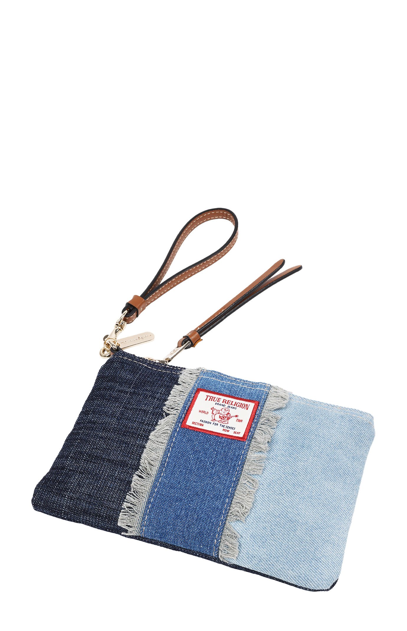 True Religion Frayed Panel Denim Pouch Wristlet