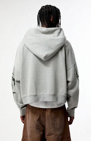 Heather Gray Obscura Cropped Full Zip Hoodie image number 4