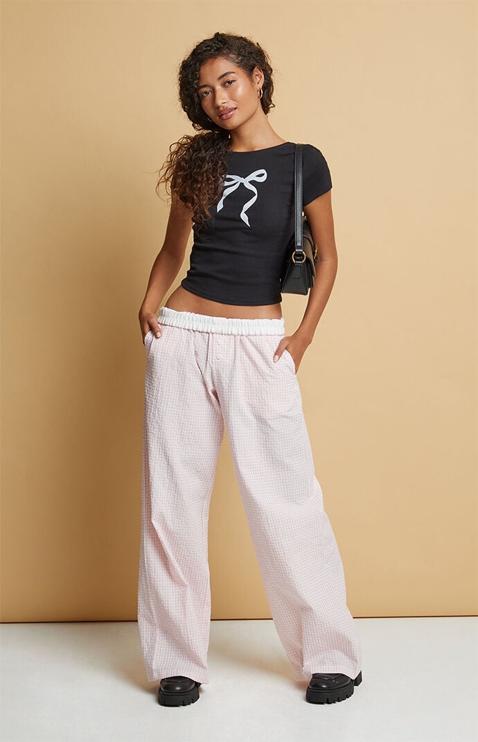 Beverly and Beck Pink Gingham Boxer Pajama Pants PacSun