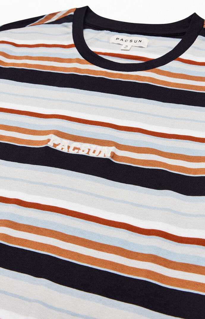 Embroidered Logo Striped Regular T-Shirt