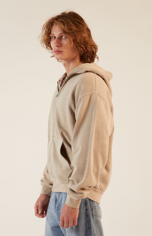 Tan Vintage Wash Full Zip Hoodie image number 2