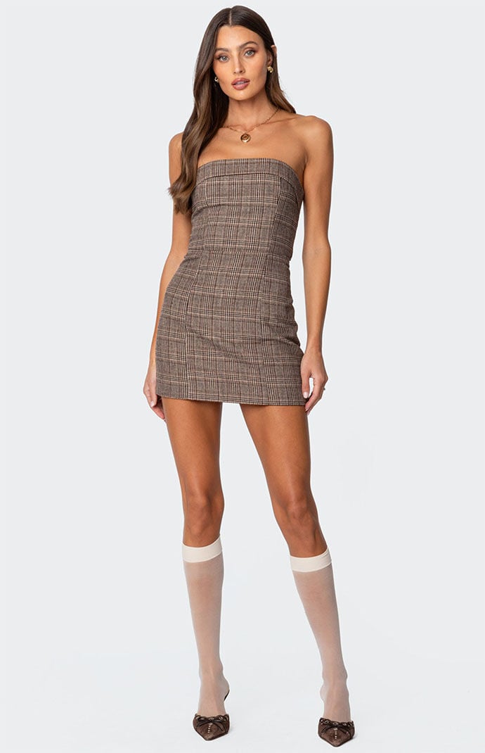 Edikted Boss Mode Plaid Mini Dress