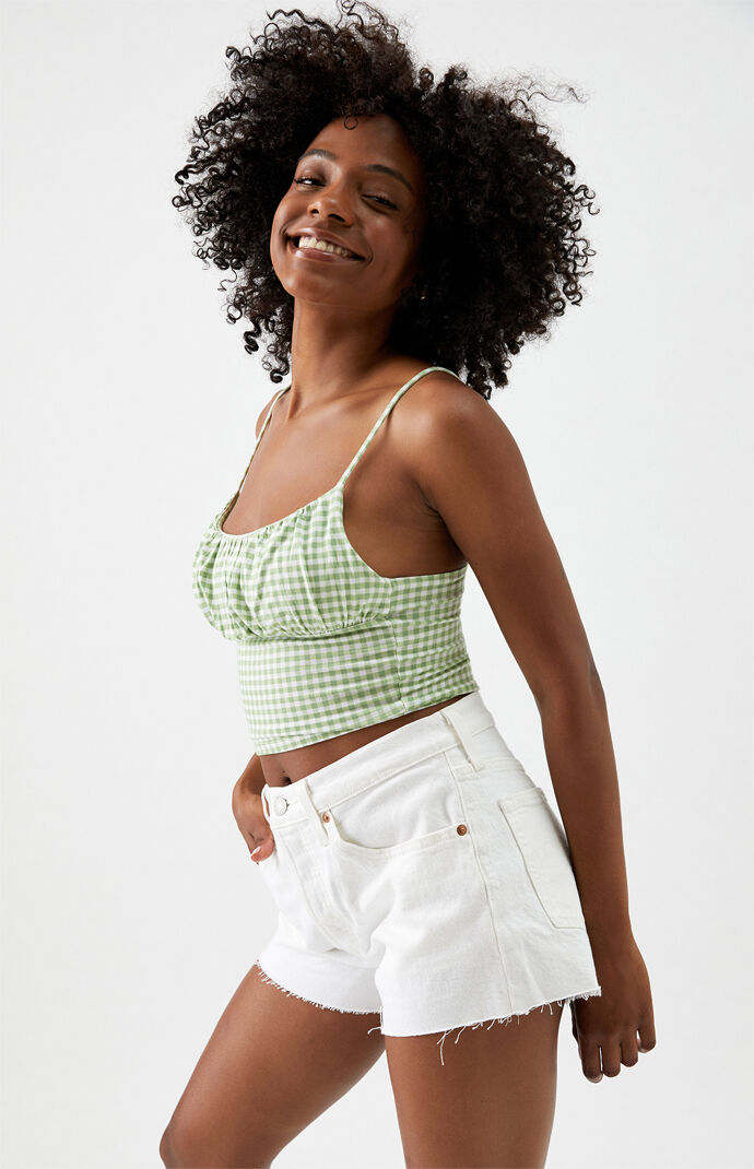 White 501 High Waisted Denim Shorts