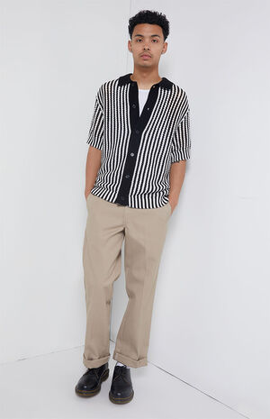 Crochet Button Down Short Sleeve Sweater image number 4