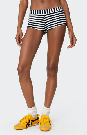 Stripey Ribbed Micro Shorts image number 2