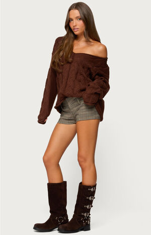 Ayvey Plaid Tailored Micro Shorts image number 4