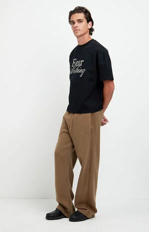 Brown Elmer Stripe Fleece Extreme Baggy Sweatpants image number 1
