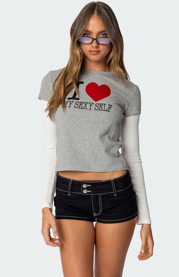 I Heart Me Layered Long Sleeve T-Shirt