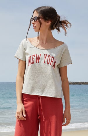 Light Gray New York Robyn Off-The-Shoulder Top image number 1