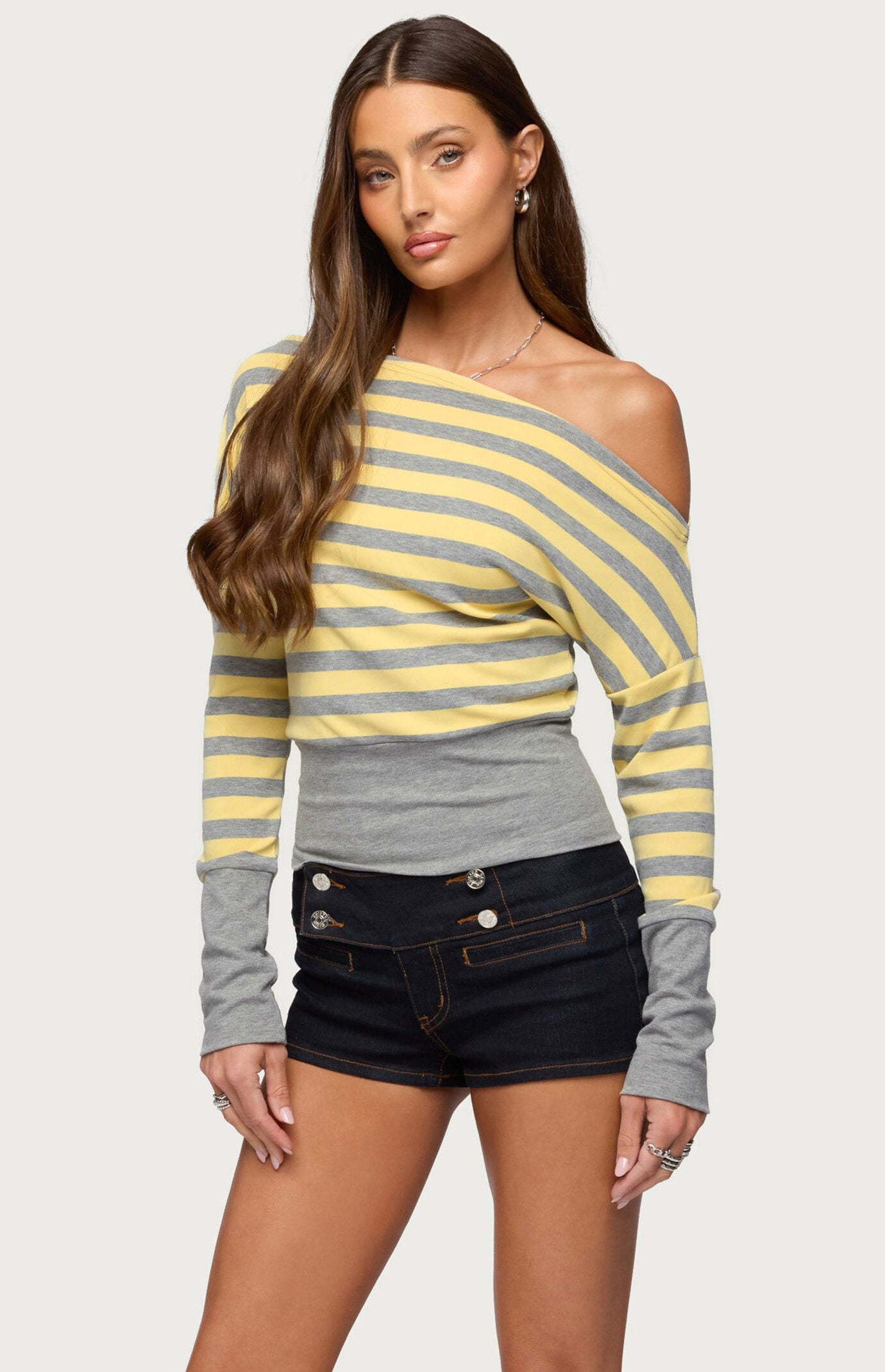 Edikted Marniee Striped Off The Shoulder Top