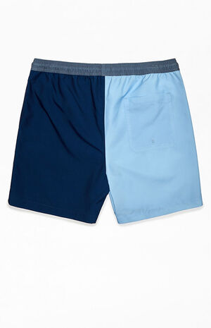 Recycled Blue Blocked 15" Swim Trunks image number 2