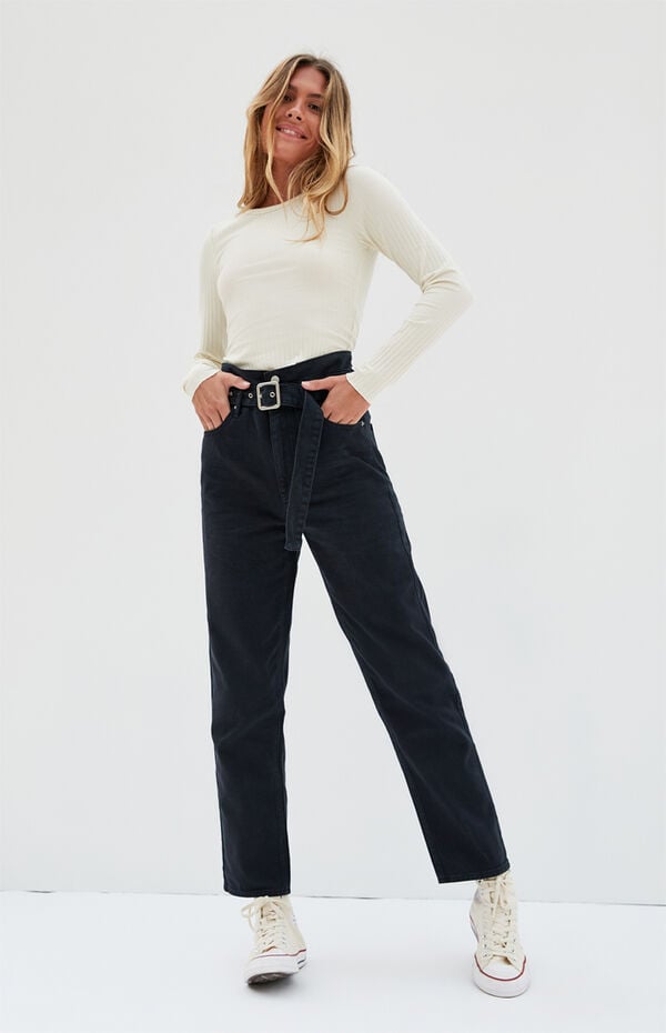 PacSun Cinched Black Mom Jeans PacSun