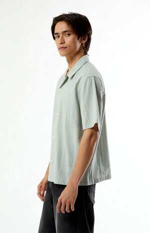 Sage Striped Oversized Camp Shirt image number 2