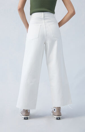 Eco White Cropped Wide Leg Jeans image number 4