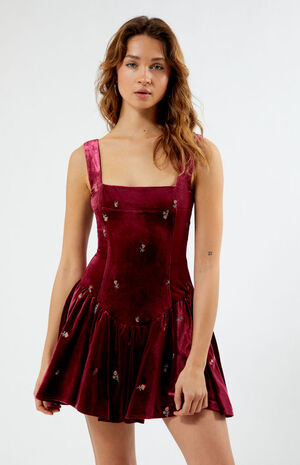 Velvet Rose Corset Peplum Mini Dress image number 2
