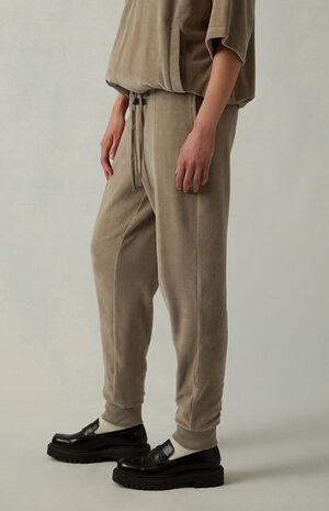 Women's Desert Taupe Velour Sweatpants image number 3