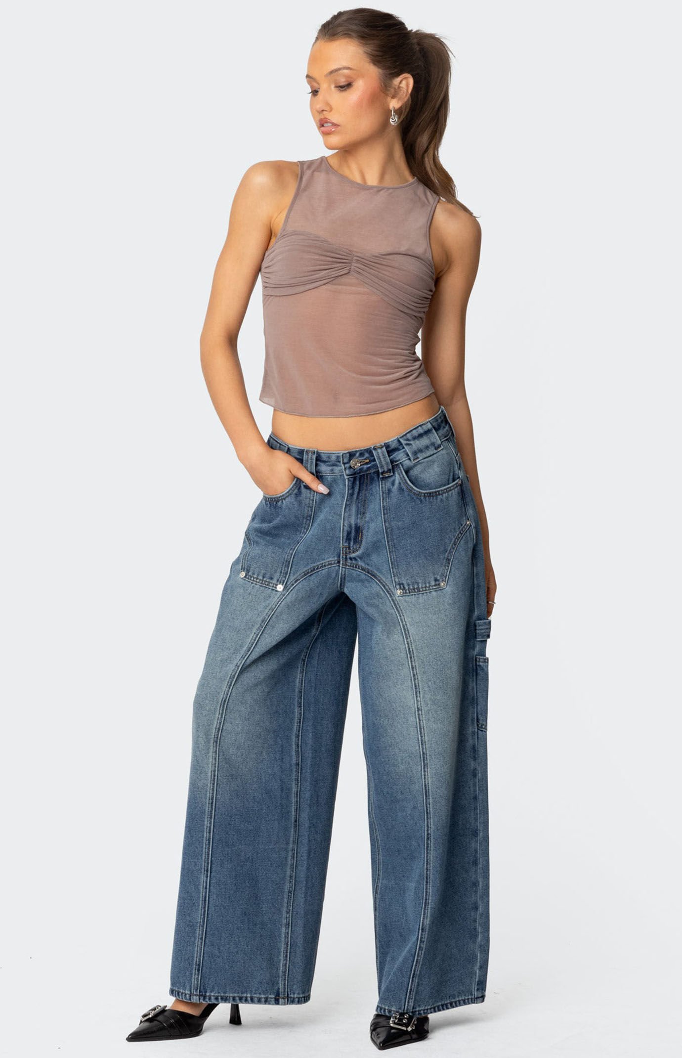 買い保障できる Edikted Erica PacSun | Top Gathered Sheer トップス