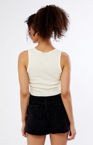Eco Black High Waisted Vintage Cutoff Denim Shorts image number 4