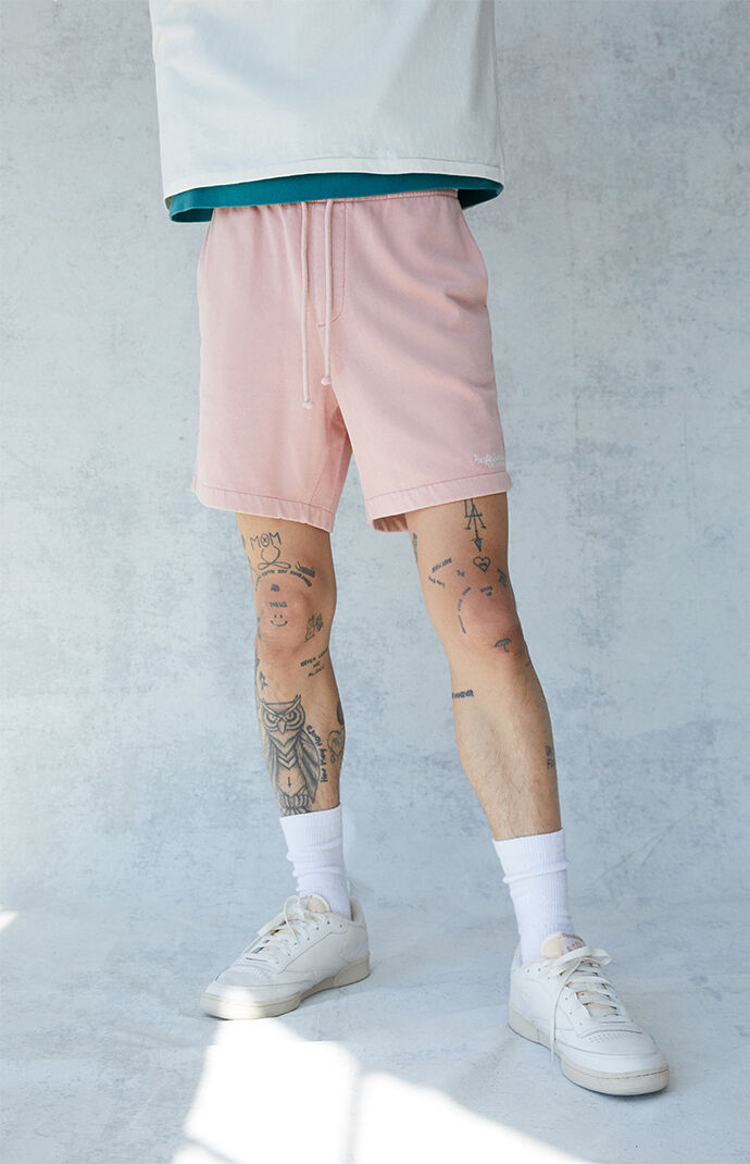 Light Pink Pigment Wash Volley Sweat Shorts